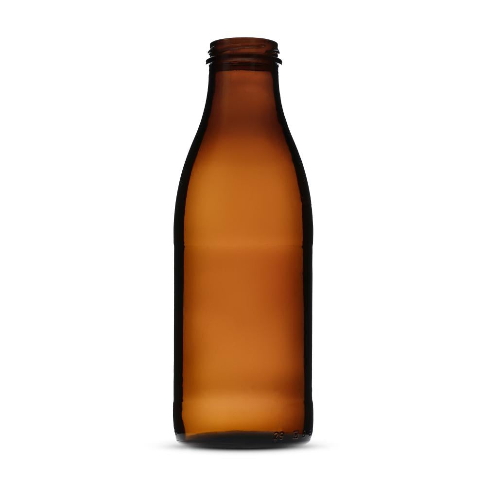 Weithalsflasche 1000ml braun TO48   (mit Aufschrift "Pfandflasche für Trinkmilch") - Karton à 32 Stück