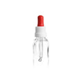 Glas-Tropfpipette weiß/rot 18mm PL66 mit Originalitätsverschluss - Folienpack à 100 Stück